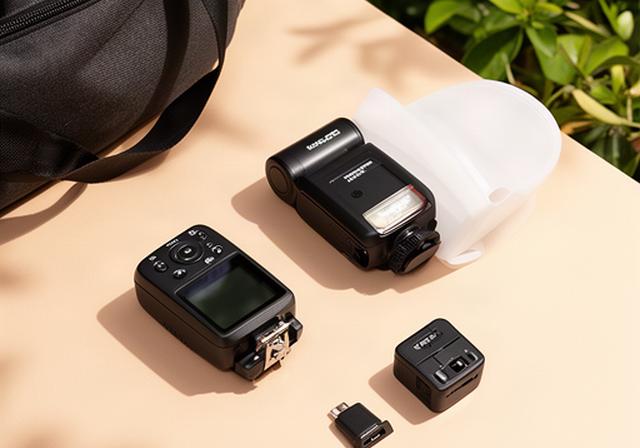 Kit de flash portátil con difusor y disparador inalámbrico preparado para exterior