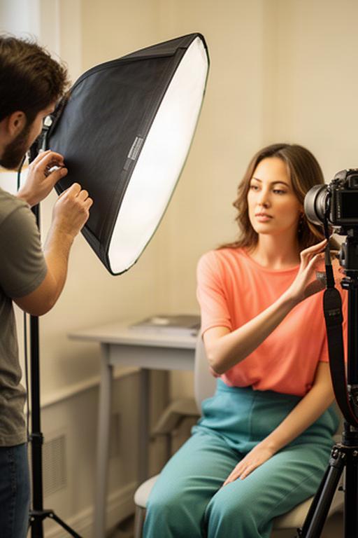 Participante ajustando la luz de un retrato durante una clase presencial